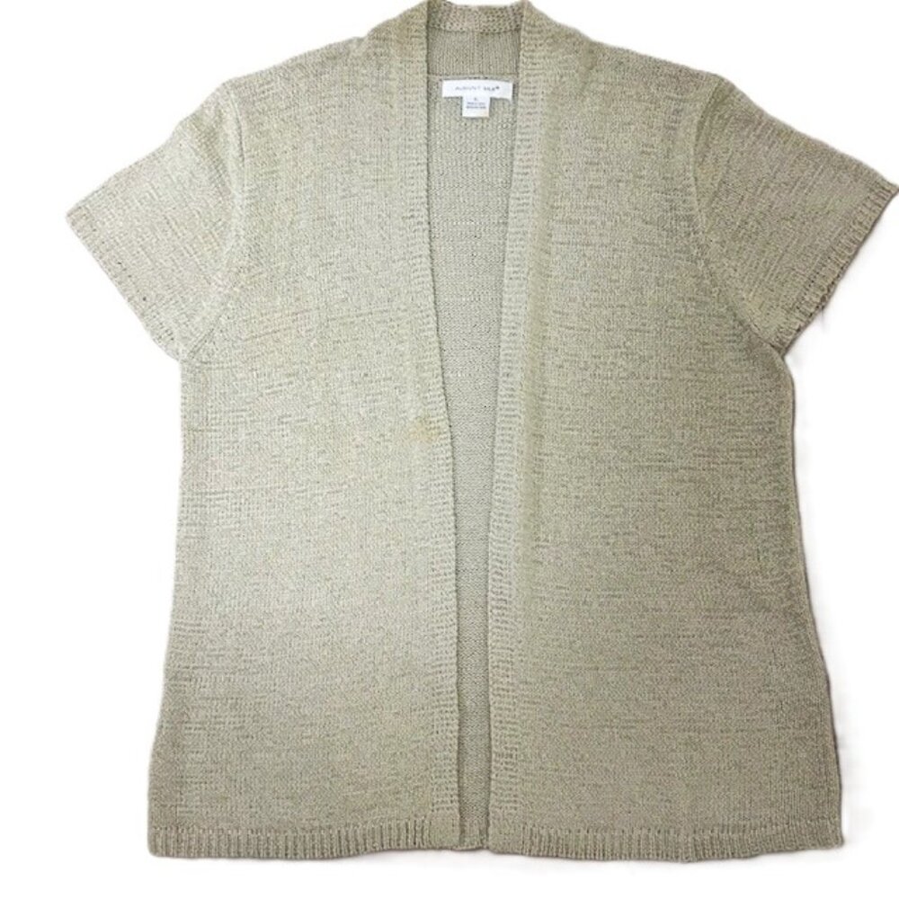 August Silk Ladies Cardigan Beige XL Lightweight Knit Open Front Read